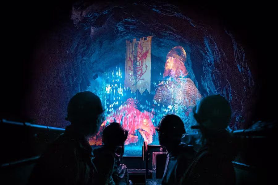 Boat trip through underground caverns at King Arthur's Labyrinth, Corris, near Tywyn, Wales