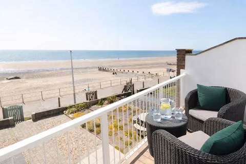 Sea view from the balcony at Four Degrees West on Tywyn seafront